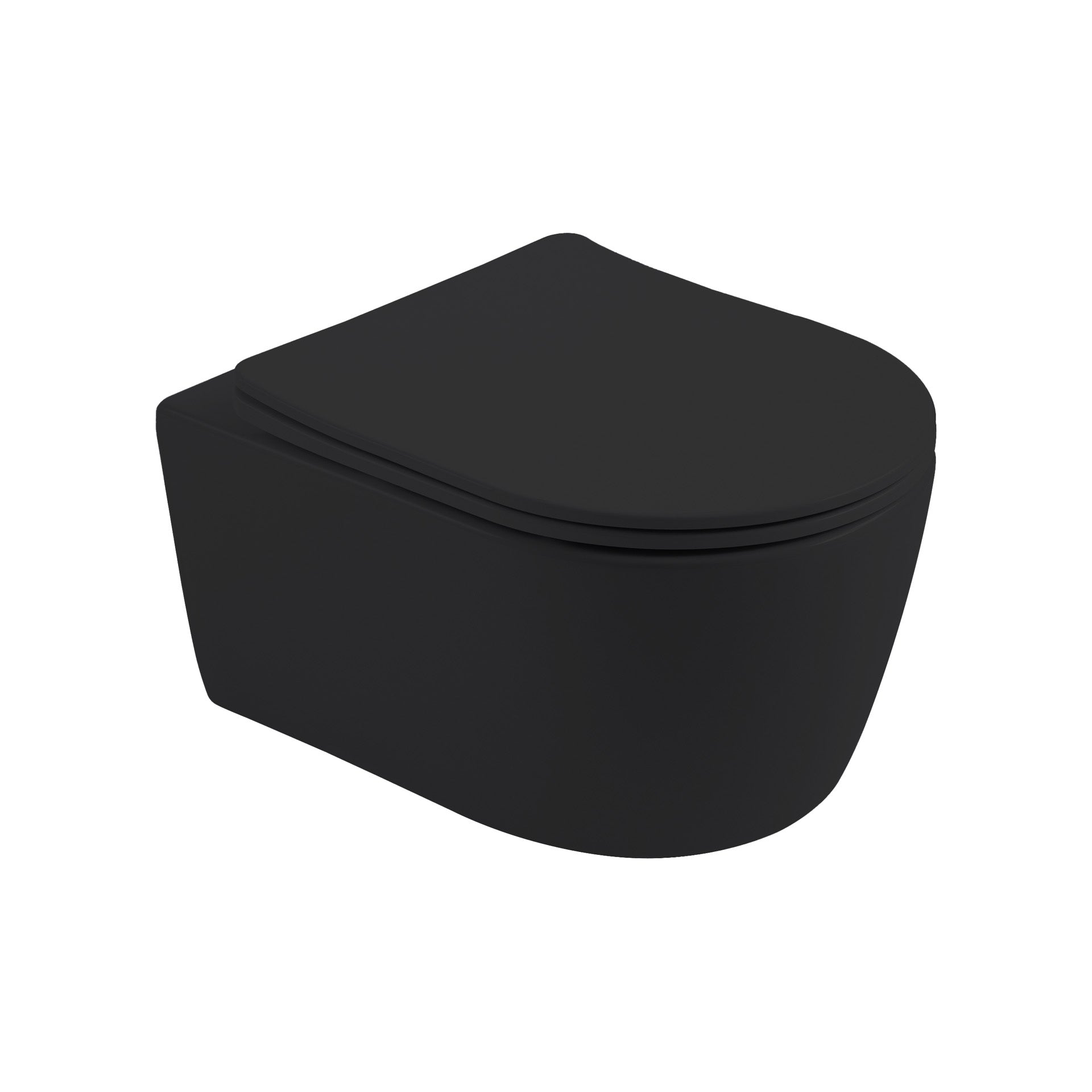 Aloni Pro Hangend Toilet | 36x25x49cm | Randloos | met Zitting | Soft Close | Quick Release | Compact | Mat Zwart - WDtegels