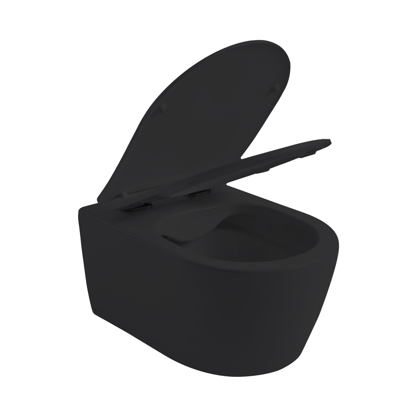 Aloni Pro Hangend Toilet | 36x25x49cm | Randloos | met Zitting | Soft Close | Quick Release | Compact | Mat Zwart - WDtegels