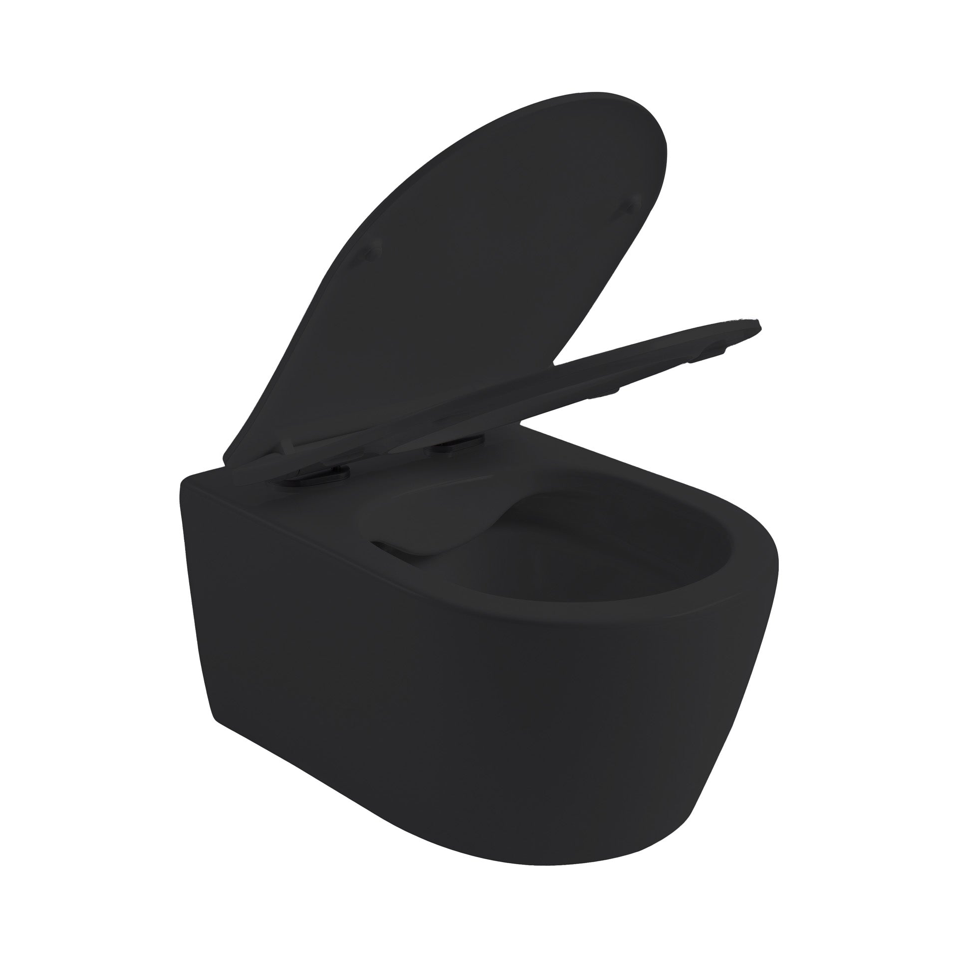 Aloni Pro Hangend Toilet | 36x25x49cm | Randloos | met Zitting | Soft Close | Quick Release | Compact | Mat Zwart - WDtegels