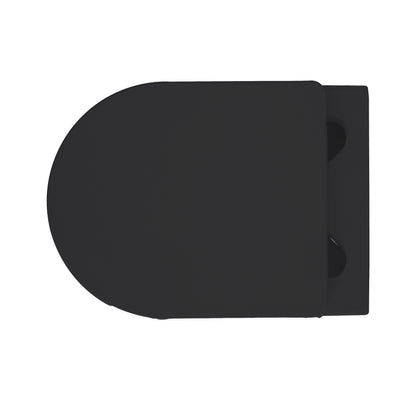 Aloni Pro Hangend Toilet | 36x25x49cm | Randloos | met Zitting | Soft Close | Quick Release | Compact | Mat Zwart - WDtegels