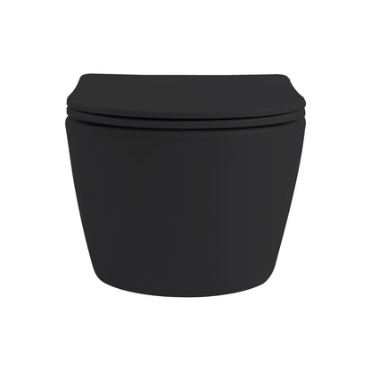 Aloni Pro Hangend Toilet | 36x25x49cm | Randloos | met Zitting | Soft Close | Quick Release | Compact | Mat Zwart - WDtegels