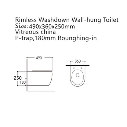 Aloni Pro Hangend Toilet | 36x25x49cm | Randloos | met Zitting | Soft Close | Quick Release | Compact | Mat Zwart - WDtegels