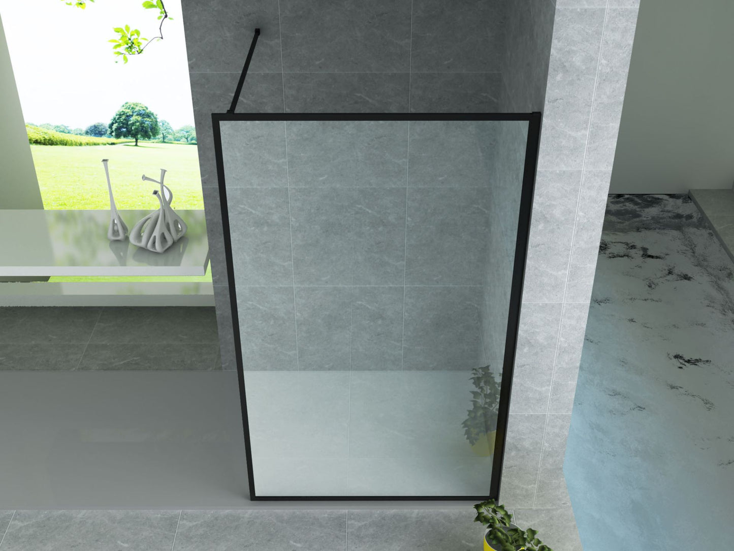 Aloni Inloopdouche | 90X200cm | Mat Zwart | Helder Glas - WDtegels