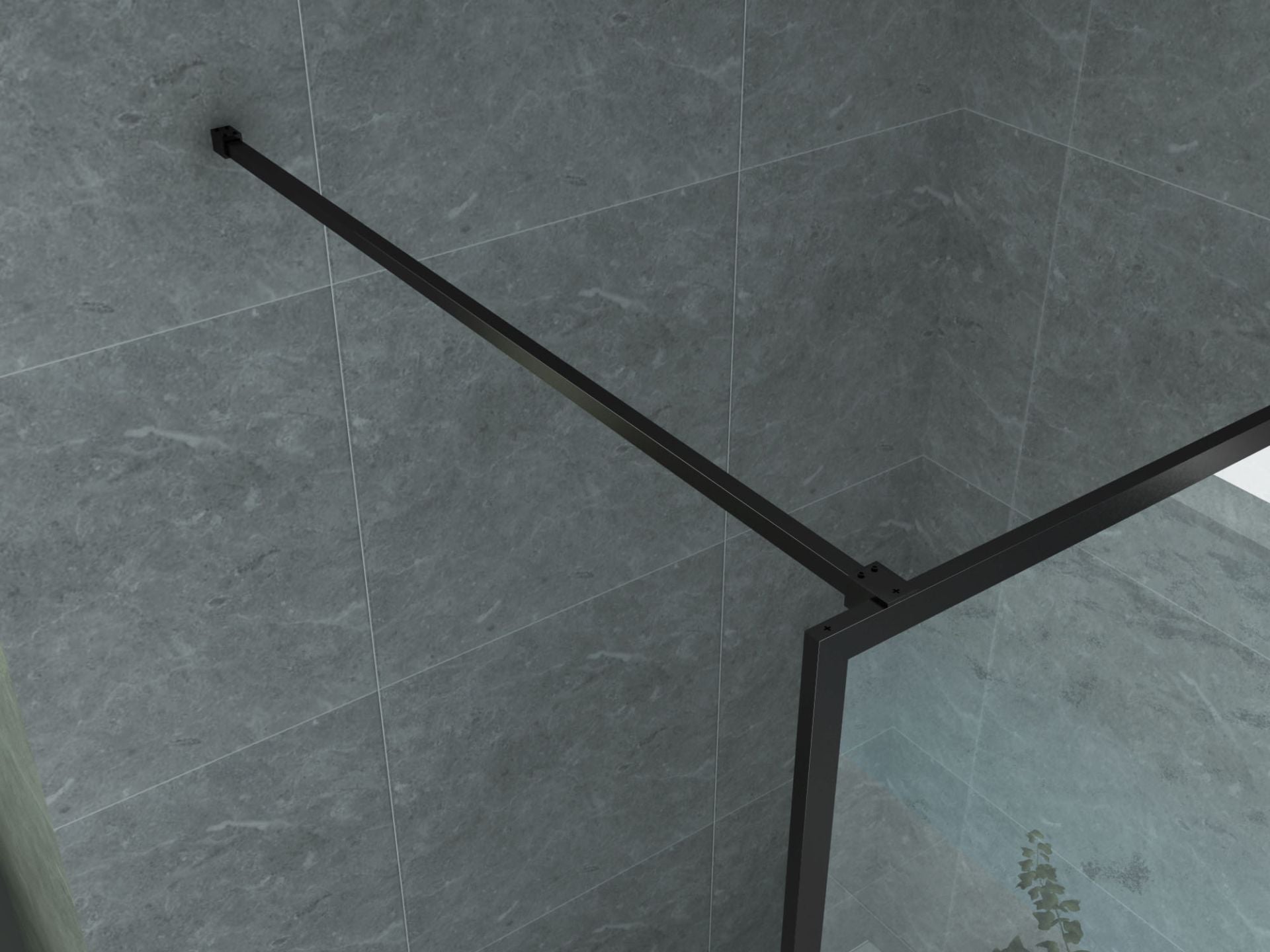 Aloni Inloopdouche | 100X200cm | Mat Zwart | Helder Glas - WDtegels
