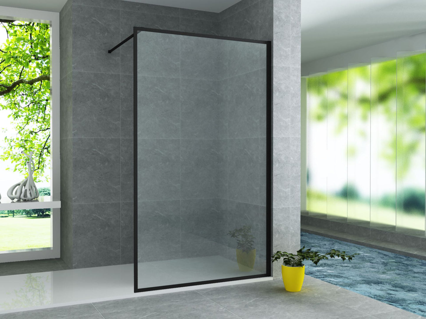 Aloni Inloopdouche | 80X200cm | Mat Zwart | Helder Glas - WDtegels