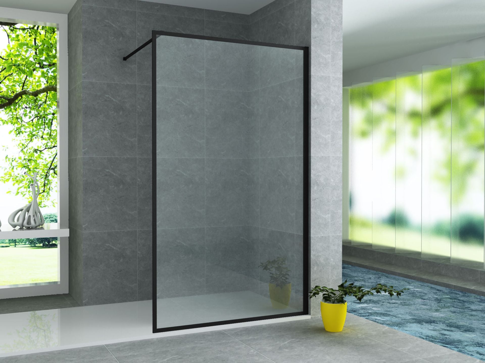 Aloni Inloopdouche | 80X200cm | Mat Zwart | Helder Glas - WDtegels