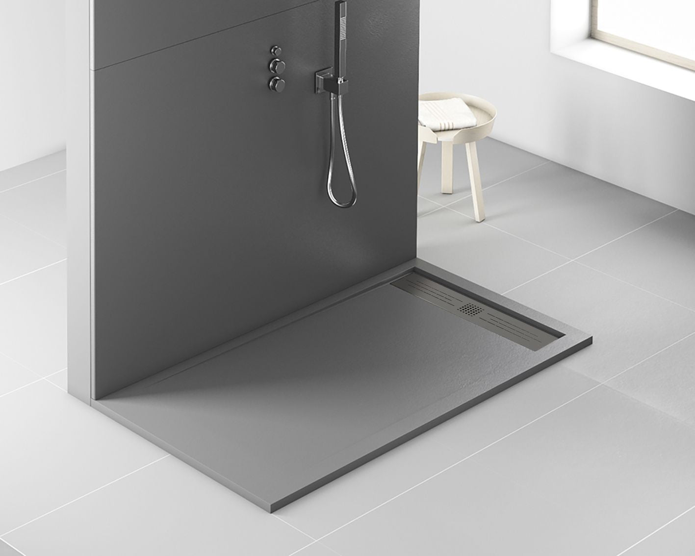 Aloni Elite Douchebak | 120x80x3cm | Composiet | Mat Grijs - WDtegels