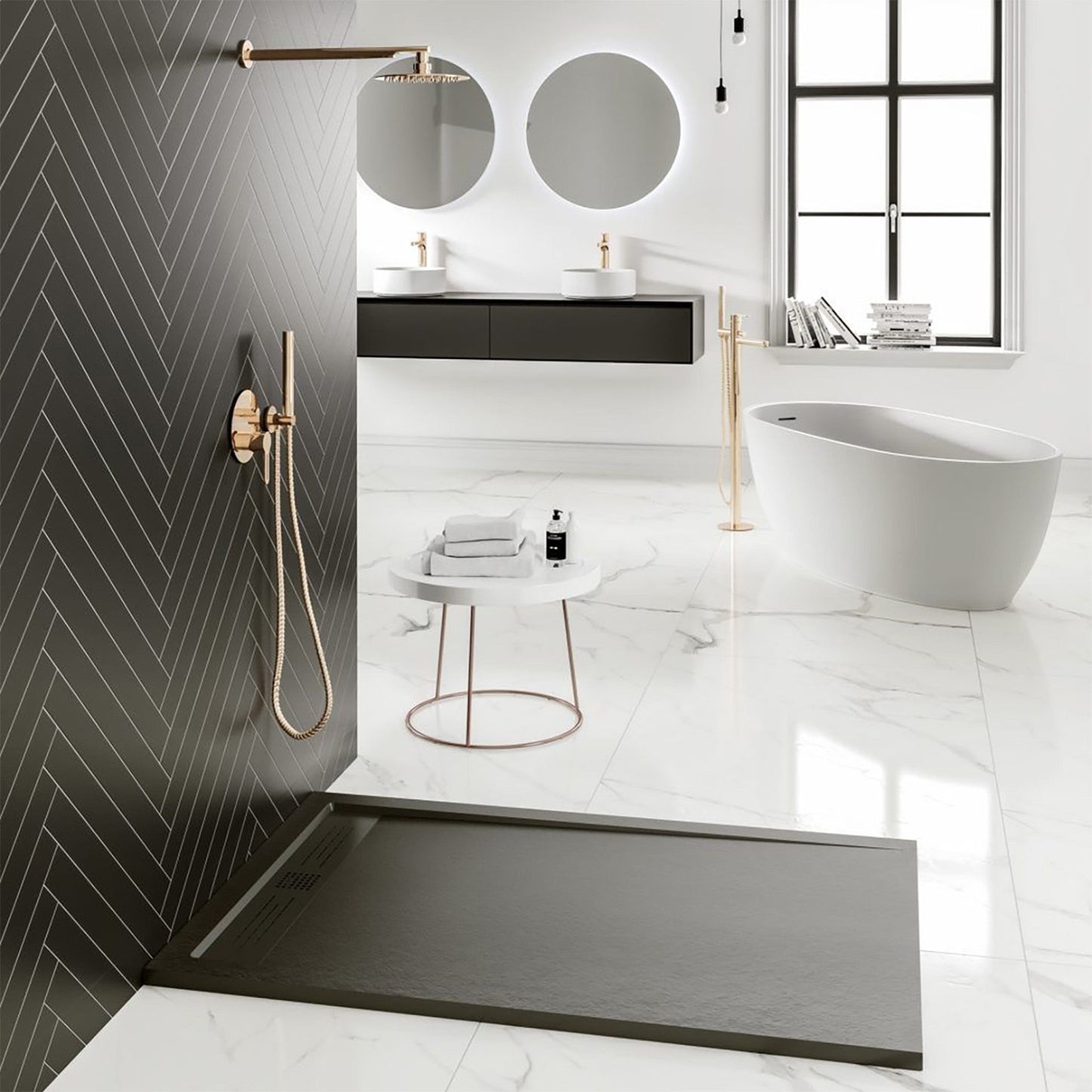 Aloni Elite Douchebak | 120x90x3cm | Composiet | Mat Zwart - WDtegels