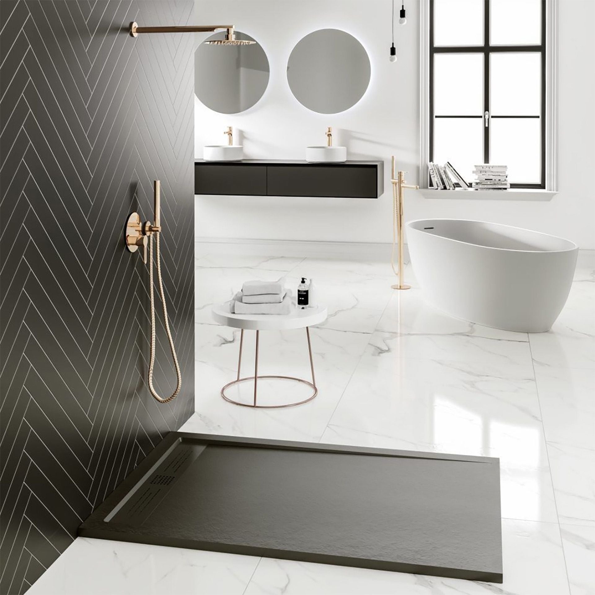 Aloni Elite Douchebak | 120x80x3cm | Composiet | Mat Zwart - WDtegels