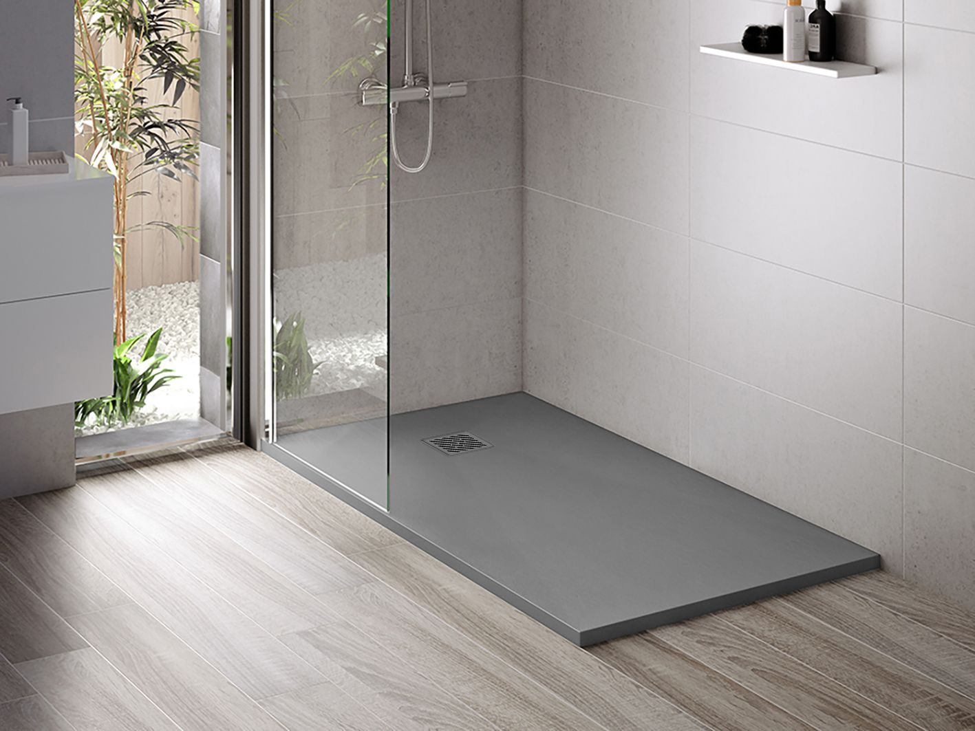 Aloni Madison Douchebak | 100x100x3cm | Composiet | Mat Grijs - WDtegels
