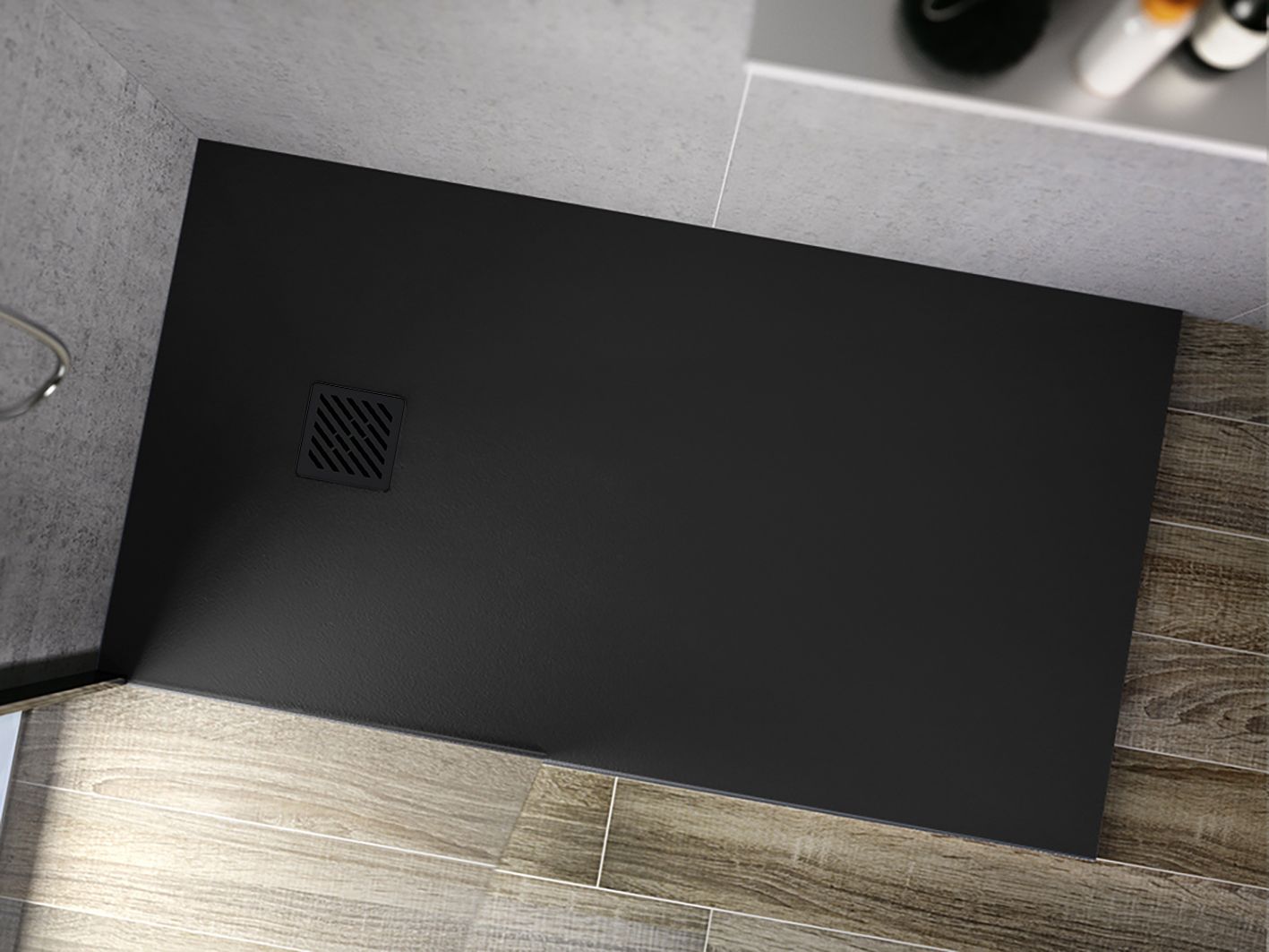 Aloni Madison Douchebak | 160x90x3cm | Composiet | Mat Zwart - WDtegels