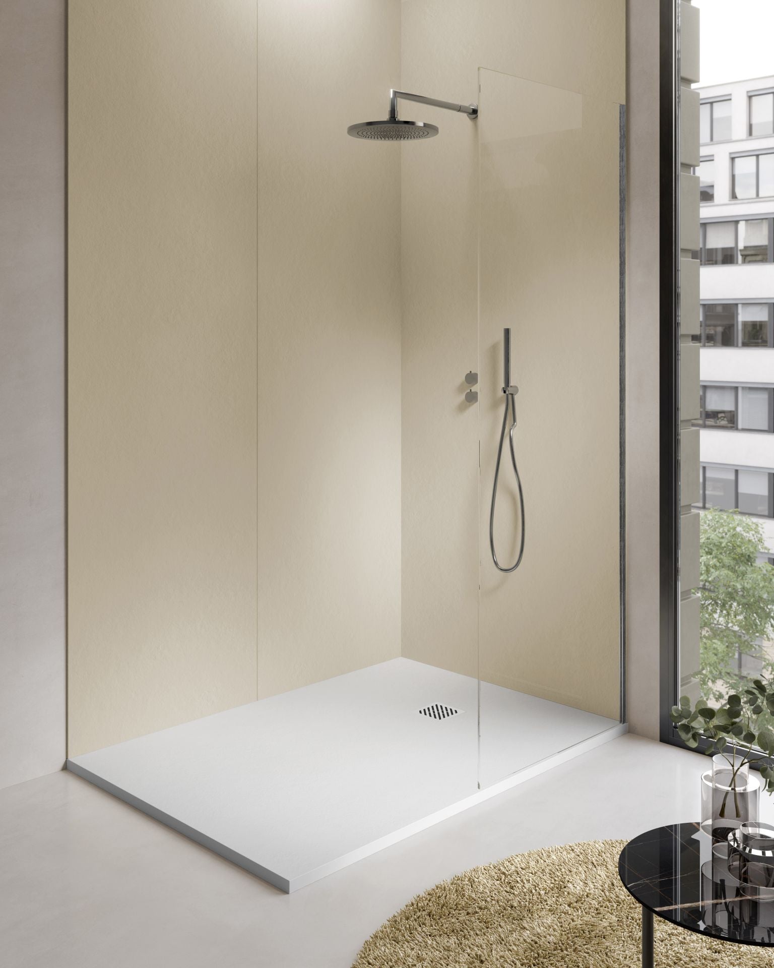 Aloni Madison Douchebak | 120x80x3cm | Composiet | Mat Wit - WDtegels