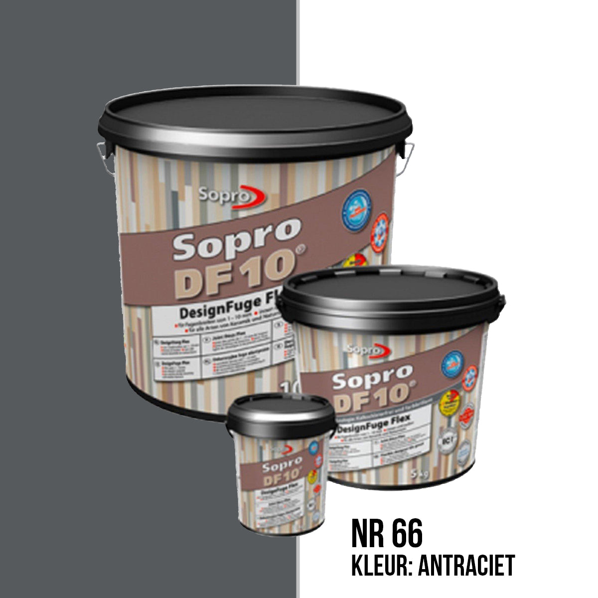 Voegmortel Sopro DF 10 Flexibel antraciet nr. 66 5kg - WDtegels