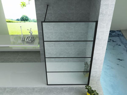 Aloni Inloopdouche | 90X200cm | Mat Zwart | Helder Glas - WDtegels
