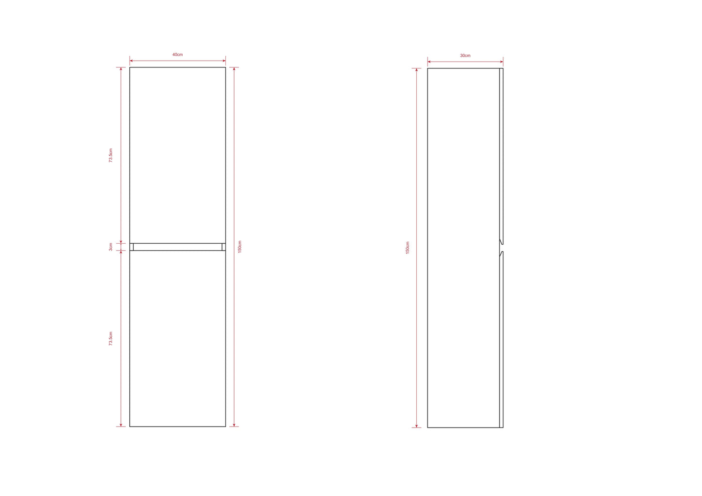 Kolomkast Ruvo - 150cm - Zwart Eiken