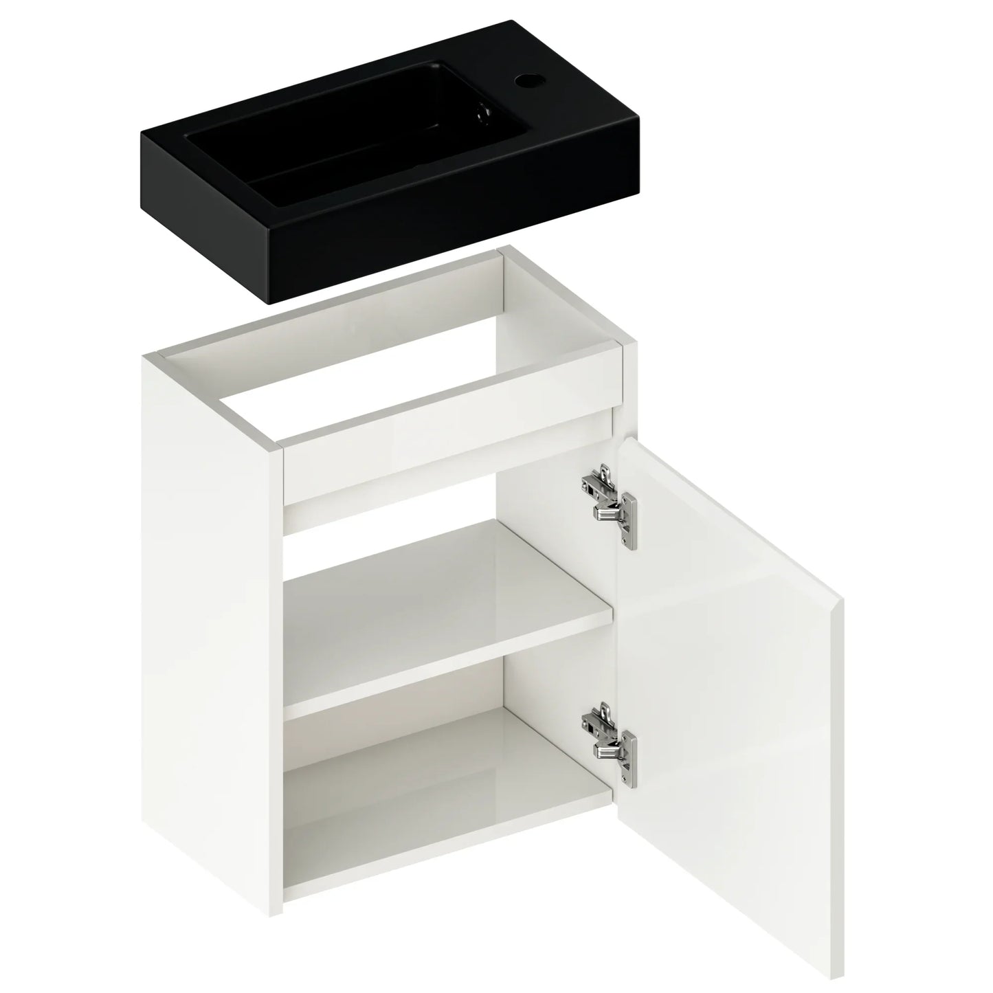 Toiletmeubel Elen - 40cm - Wit - Wastafel Zwart - WDtegels