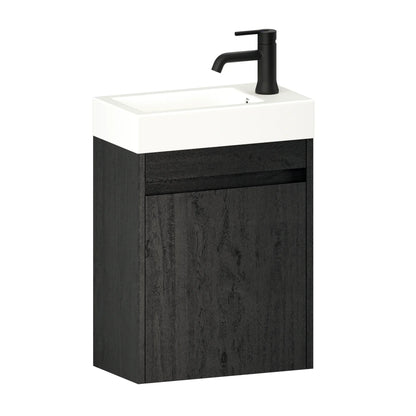 Toiletmeubel Vivo - 40cm - Zwart Eiken - Wastafel Wit - WDtegels
