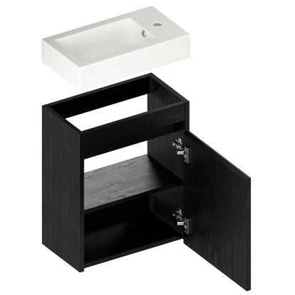 Toiletmeubel Vivo - 40cm - Zwart Eiken - Wastafel Wit - WDtegels