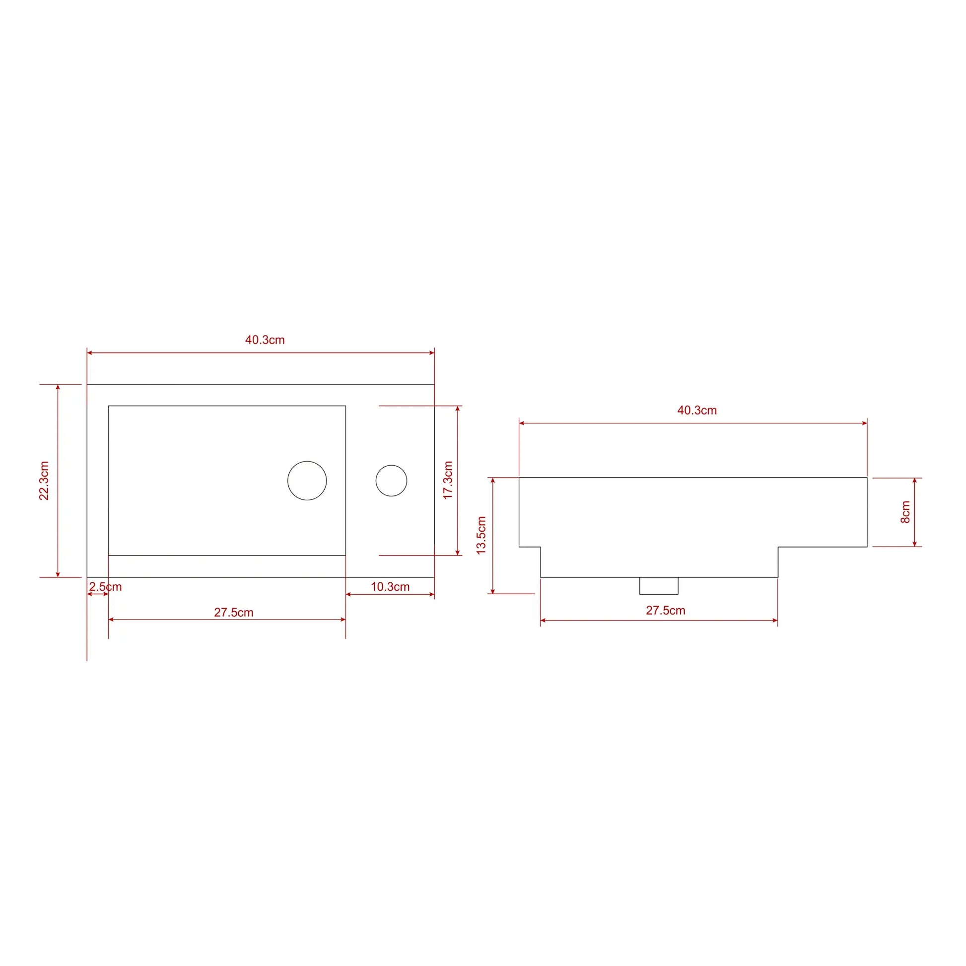 Toiletmeubel Elen - 40cm - Wit - Wastafel Zwart - WDtegels