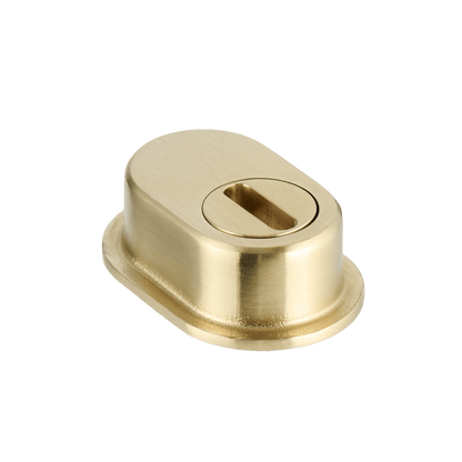 Detail van de cilinderbescherming van voordeurbeslag Fiorano in goud