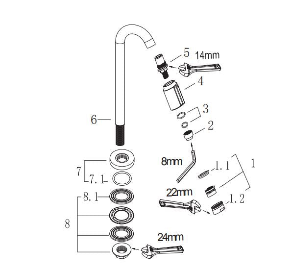 Victoria luxe fonteinkraan XL 1/2'' geborsteld staal - WDtegels