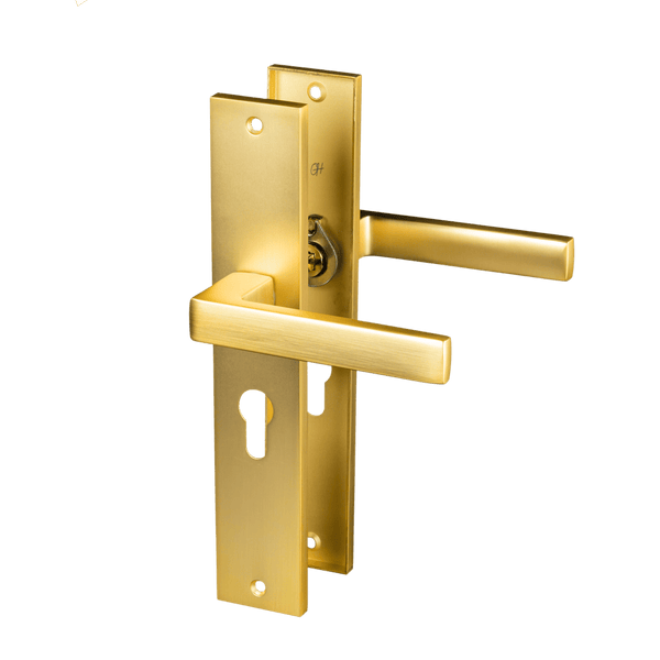 Alassio - Gouden Deurklink Cilindergat Recht Lang Schild - PC 55mm