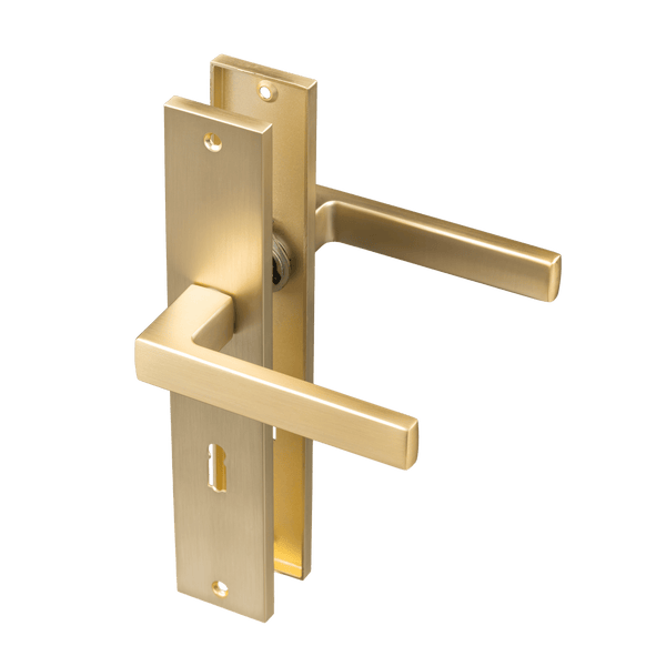Alassio - Gouden Deurklink Sleutelgat Recht Lang Schild - PC 56 mm