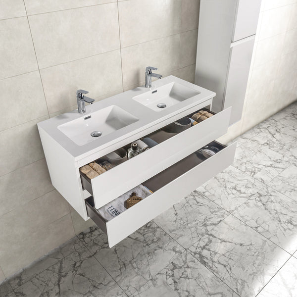 Mueble de baño Tieme 120x50x48cm + lavabo blanco - blanco brillo