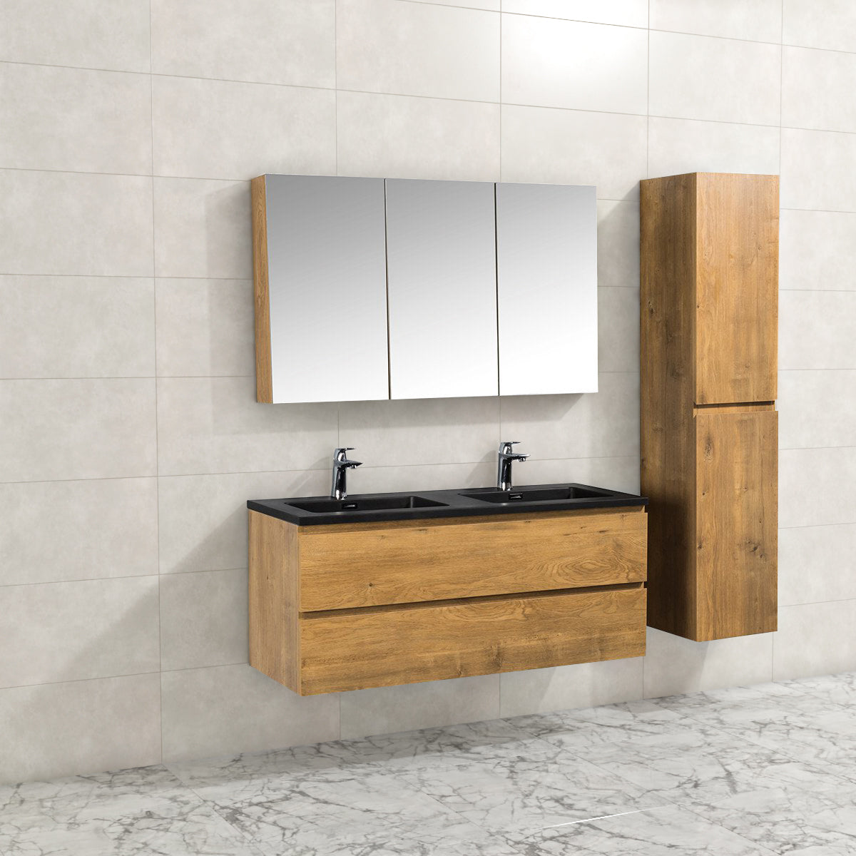 Onderkast badkamermeubel Tieme mat donker eiken 120x50x48cm