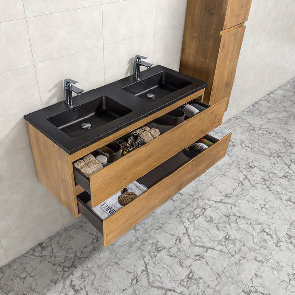 Onderkast badkamermeubel Tieme mat donker eiken 120x50x48cm