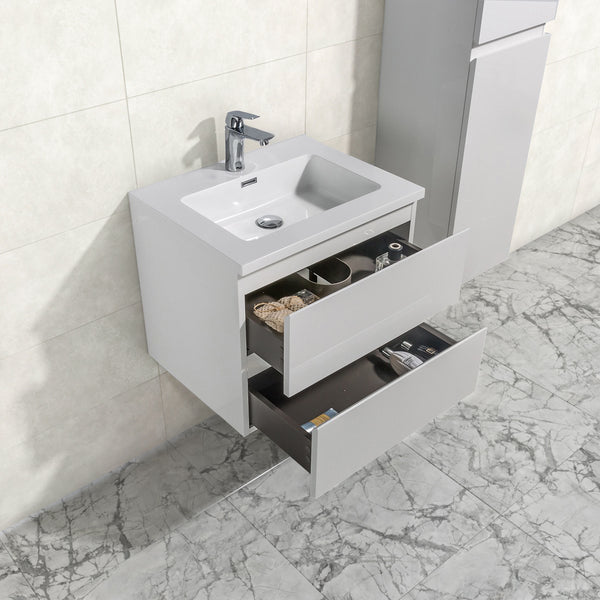 Mueble de baño Tieme 60x50x48cm + lavabo blanco - blanco alto brillo