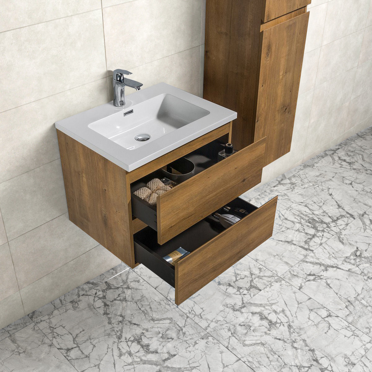 Onderkast badkamermeubel Tieme mat eiken 60x50x48cm