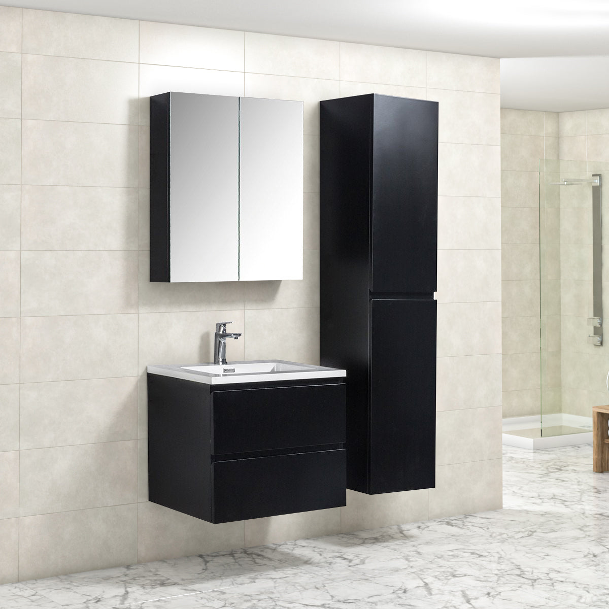 Onderkast badkamermeubel Tieme mat zwart 60x50x48cm