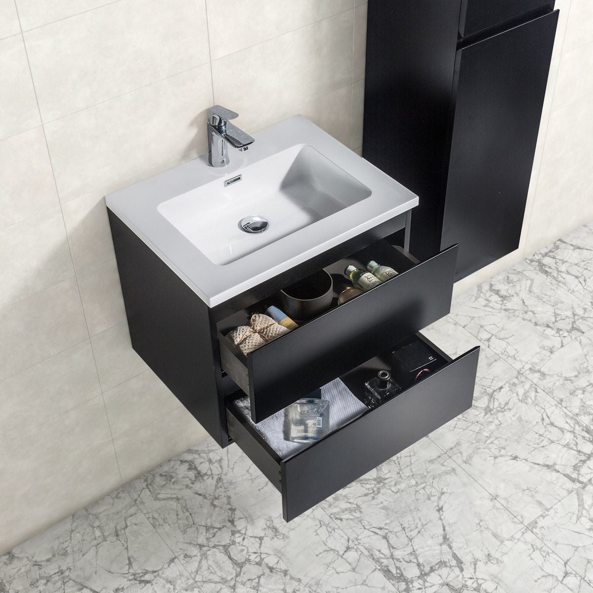 Onderkast badkamermeubel Tieme mat zwart 60x50x48cm