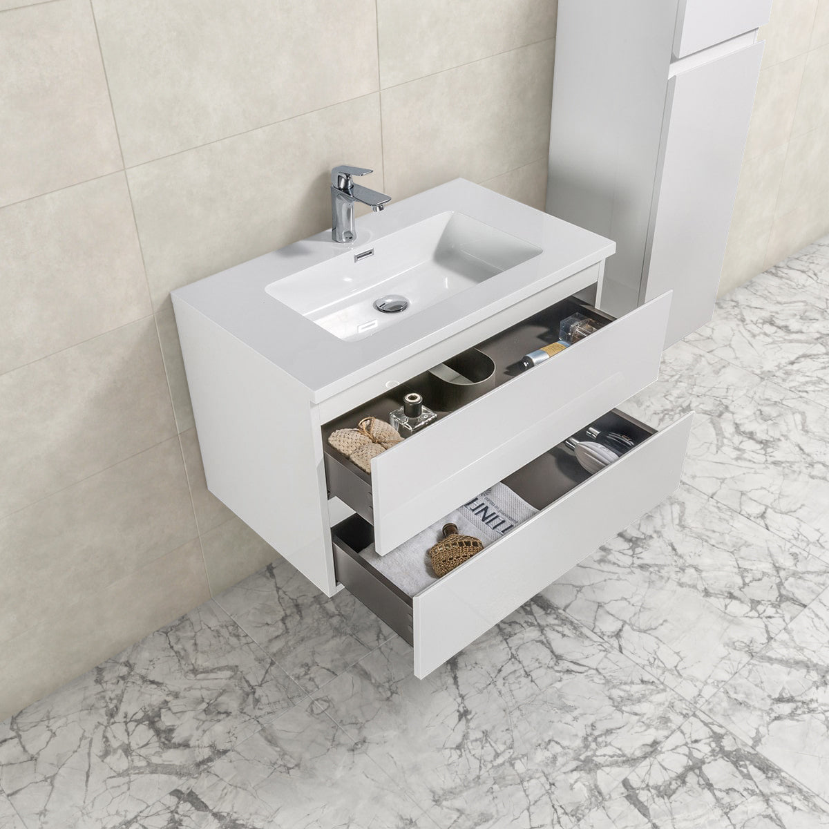 Onderkast badkamermeubel Tieme hoogglans wit 80x50x48cm