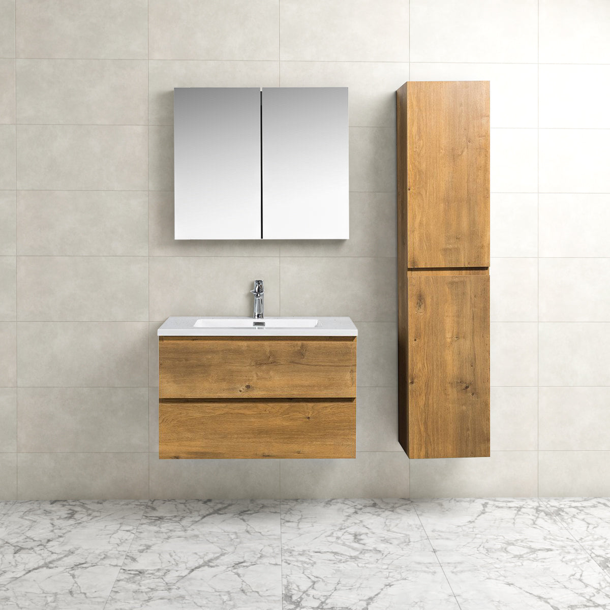 Onderkast badkamermeubel Tieme mat eiken 80x50x48cm - WDtegels