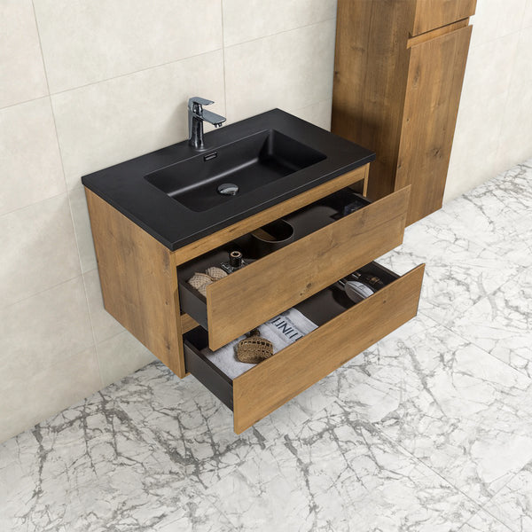 Onderkast badkamermeubel Tieme mat donker eiken 80x50x48cm