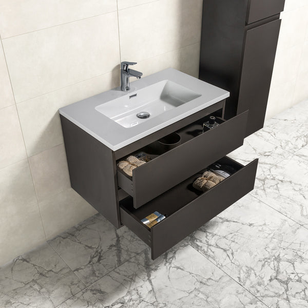 Mueble de baño Tieme 80x50x48cm + lavabo blanco - gris mate