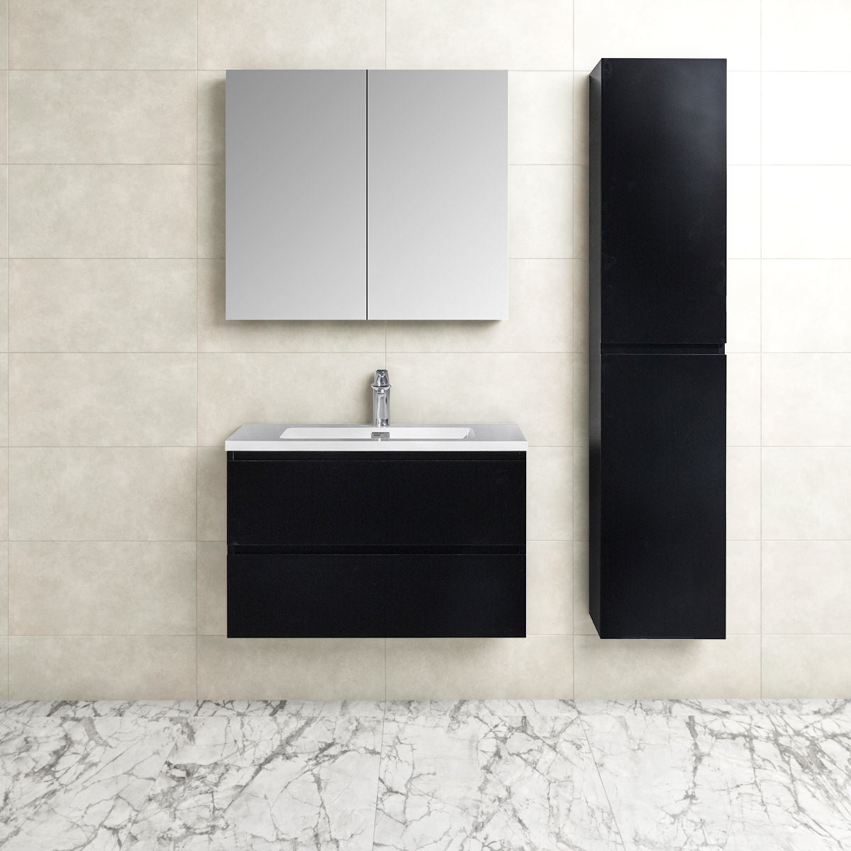 Onderkast badkamermeubel Tieme mat zwart 80x50x48cm