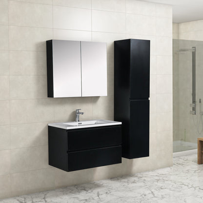 Onderkast badkamermeubel Tieme mat zwart 80x50x48cm