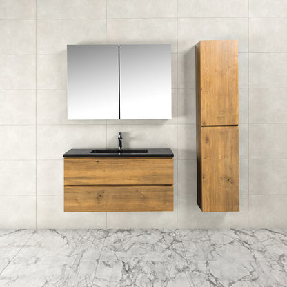 Onderkast badkamermeubel Tieme mat donker eiken 100x50x48cm