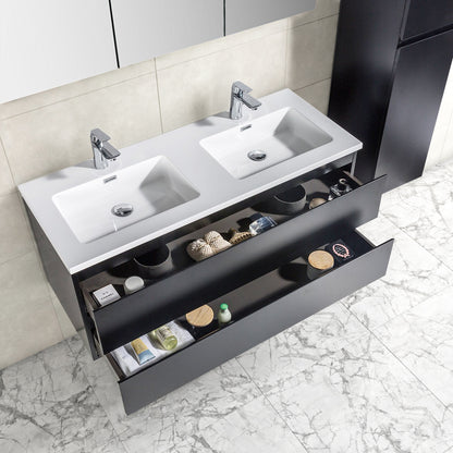 Onderkast badkamermeubel Tieme mat zwart 120x50x48cm - WDtegels