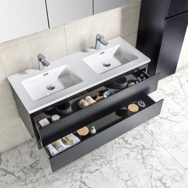 Onderkast badkamermeubel Tieme mat zwart 120x50x48cm