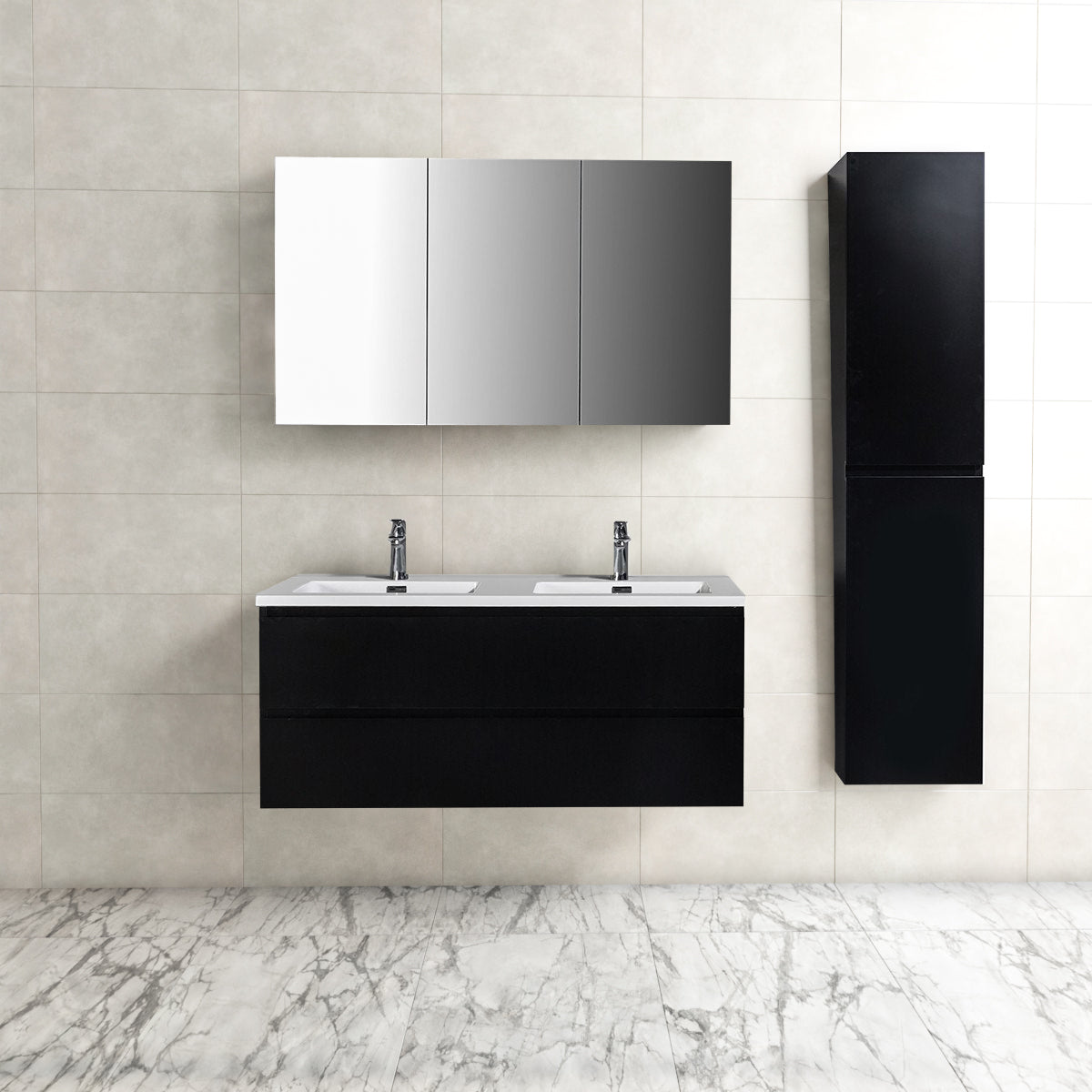 Onderkast badkamermeubel Tieme mat zwart 120x50x48cm - WDtegels