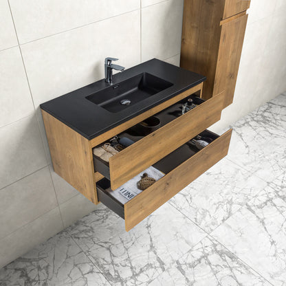 Onderkast badkamermeubel Tieme mat donker eiken 100x50x48cm