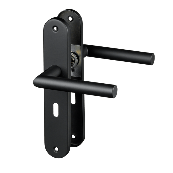 Belluno - Zwarte Deurklink Sleutelgat Rond Lang Schild - SL 56mm