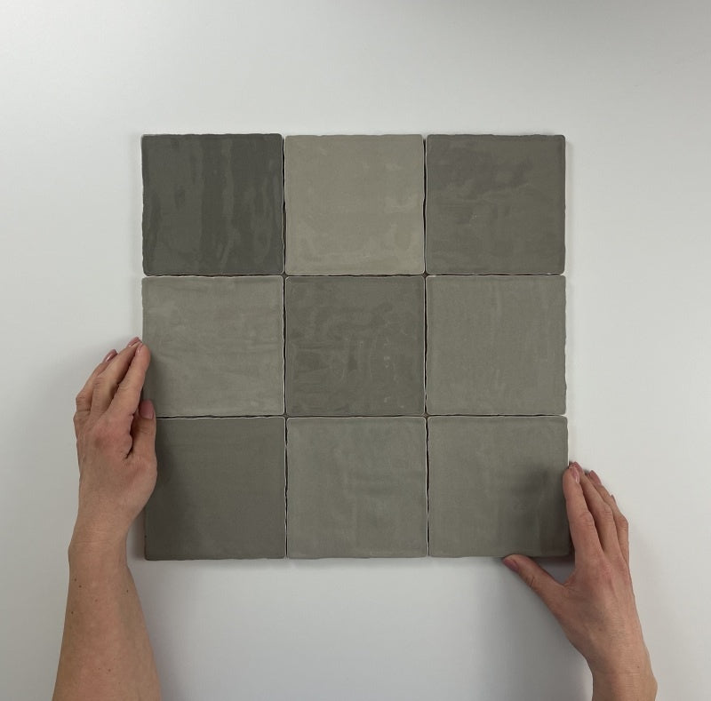 Moos Grey glans handvorm 13x13