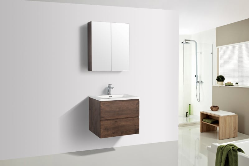 Badkamermeubel Tieme mat 60x50x48cm + witte wastafel - donker eiken - WDtegels