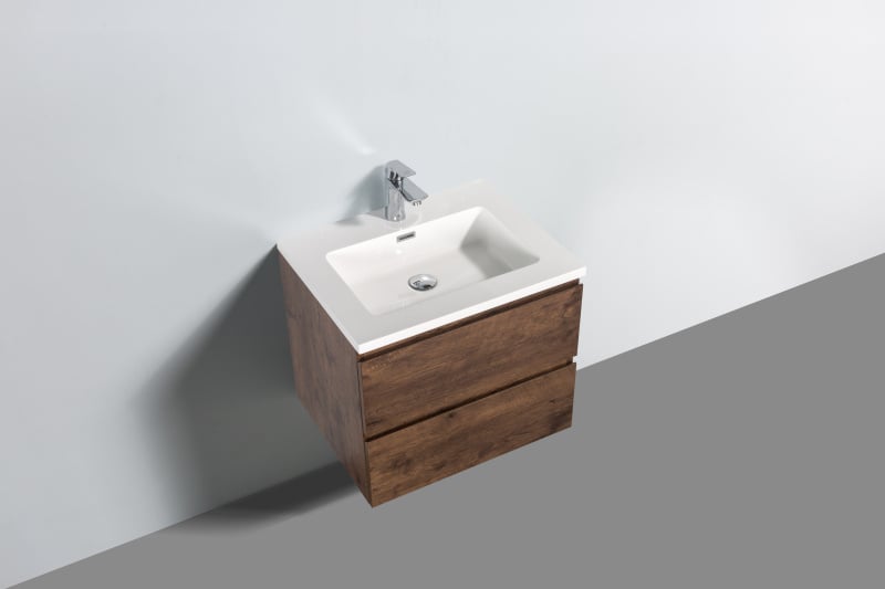 Badkamermeubel Tieme mat 60x50x48cm + witte wastafel - donker eiken - WDtegels