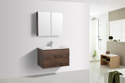 Badkamermeubel Tieme 80x50x48cm + witte wastafel - mat donker eiken - WDtegels